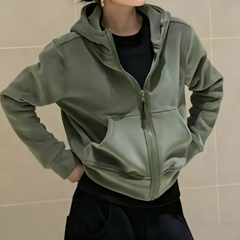 雙面絨連帽開襯外套 加絨加厚保暖 時尚百搭冬季外套