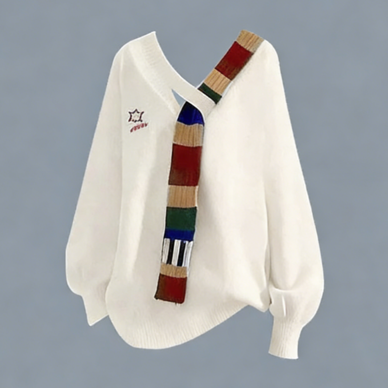 「套裝/單件」拼接設計感上衣＋高腰牛仔寬褲兩件式套裝 秋冬日常穿搭