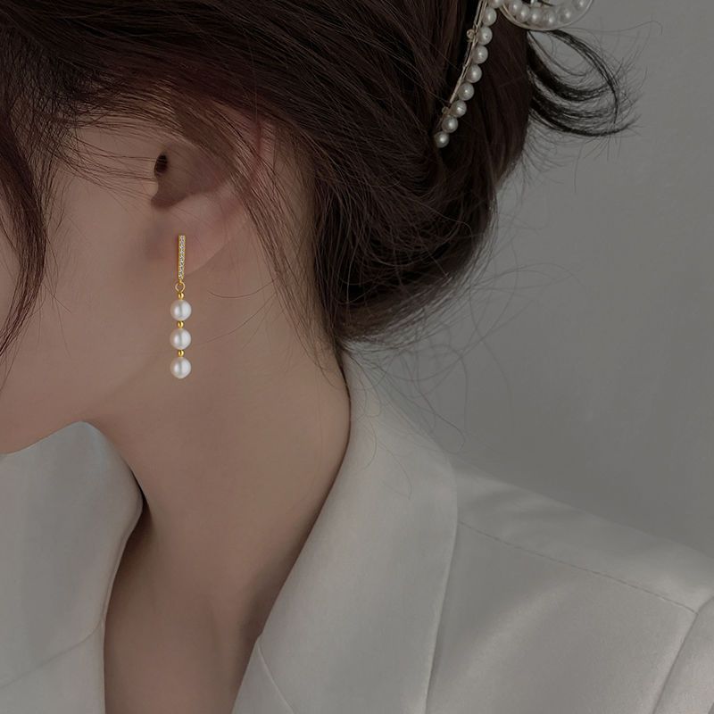 高級感輕奢珍珠耳飾 流蘇耳環長款