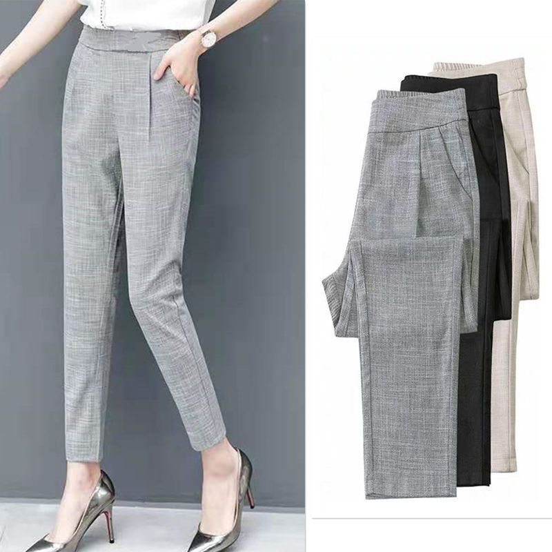 春夏棉麻哈倫褲 布料進化 高腰顯瘦直筒九分褲