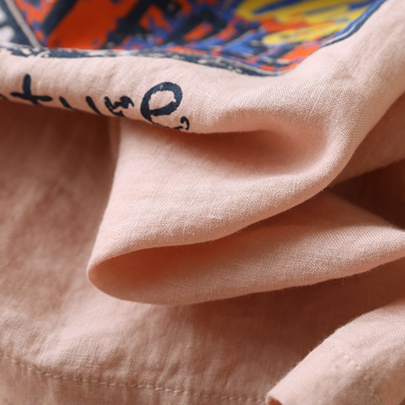 簡約．字母印花圖案上衣  棉麻印花短袖 圓領休閒t恤