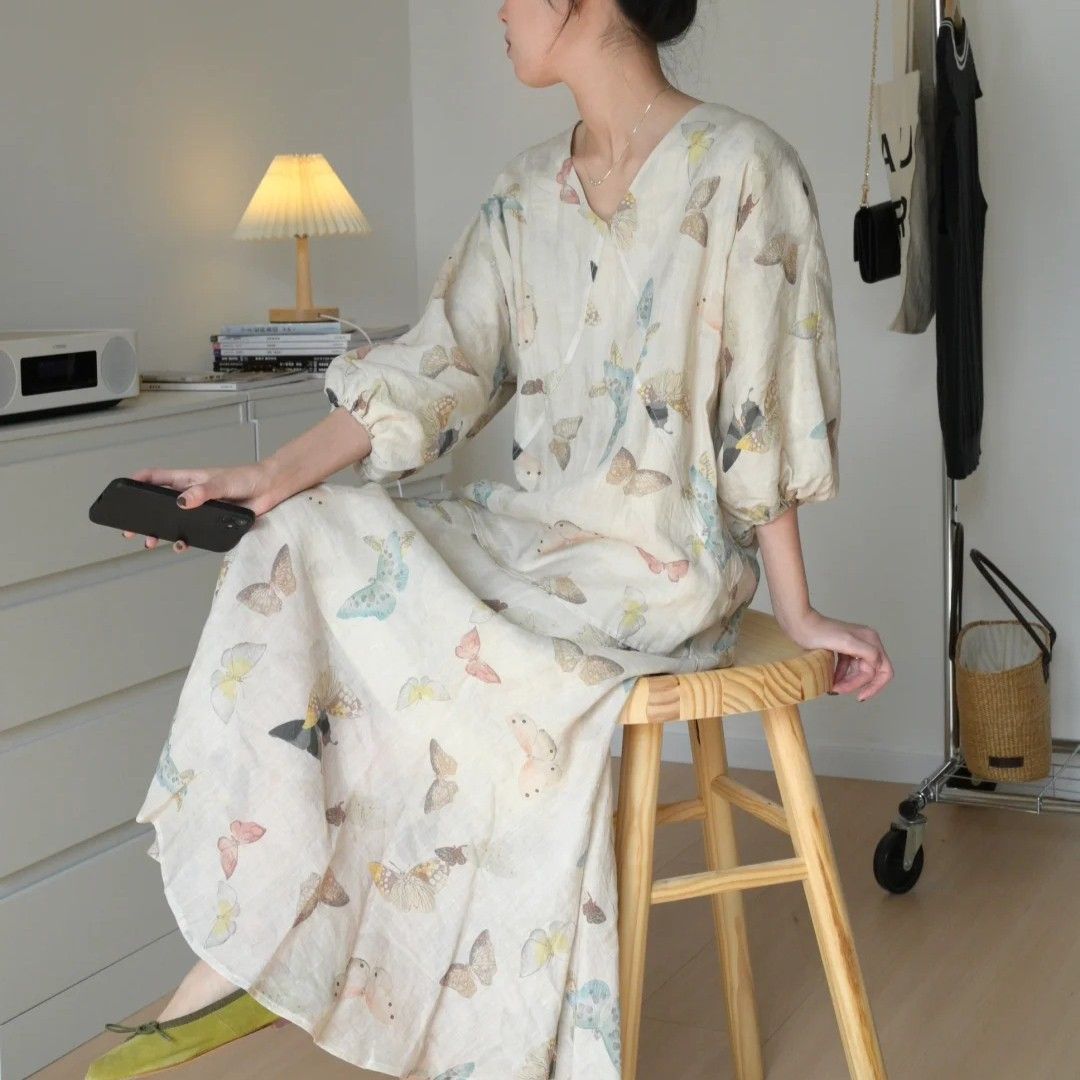 顯瘦清冷蝴蝶裙 高級設計感洋裝 春夏 新款 連身裙 長裙