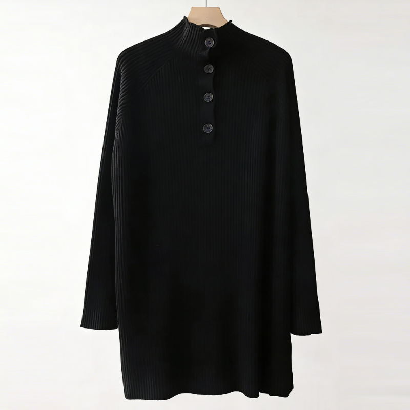 高領針織長洋裝 寬鬆剪裁 秋冬搭大衣百搭款