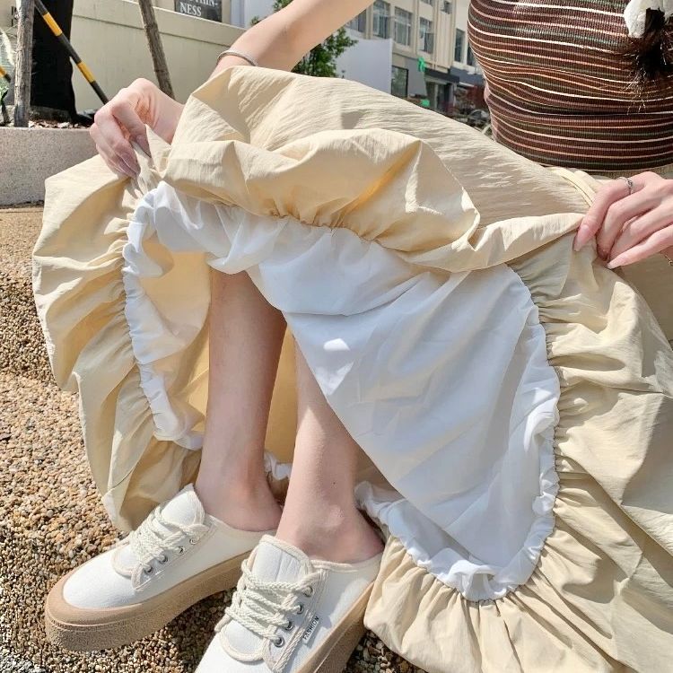 8色 多巴胺垂感花苞裙 霓光果凍色系傘狀剪裁半身裙