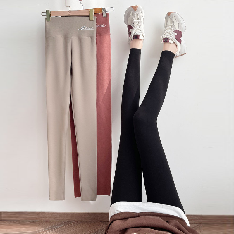 舒適彈力超顯瘦! 刷毛秋冬保暖高腰九分褲