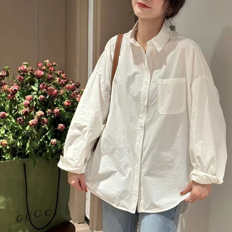 韓系·簡約時尚蝙蝠袖襯衫6色-設計感長袖上衣 春秋百搭首選