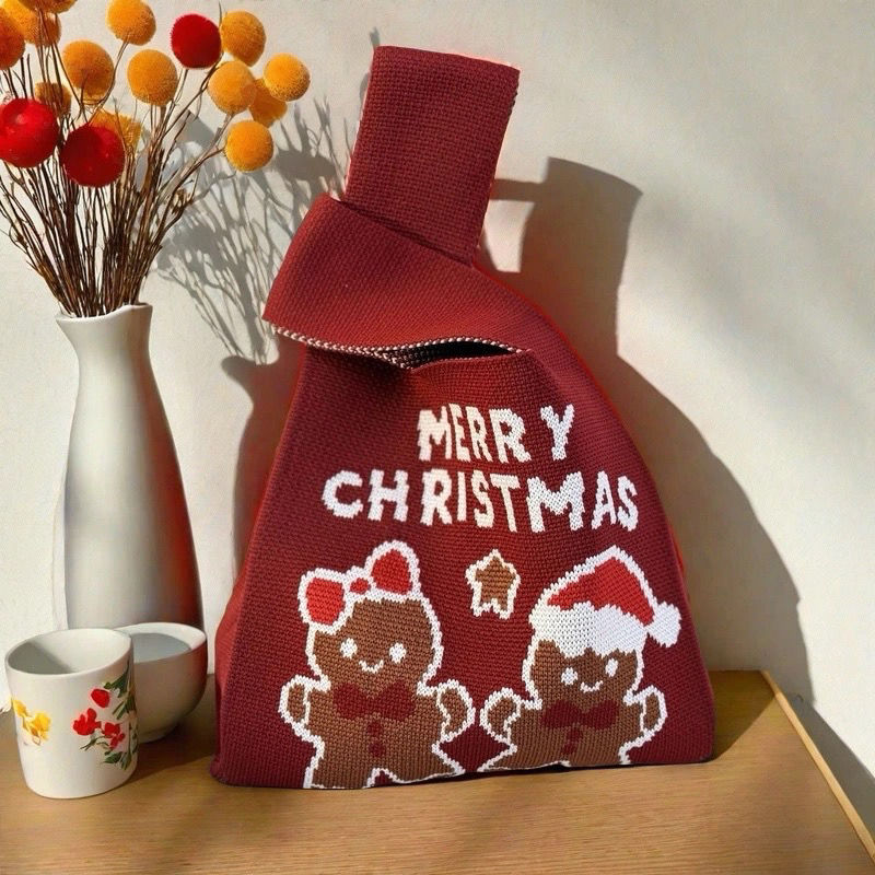 聖誕針織腕提禮物袋 裝糖果/小禮/交換禮物（多圖樣）