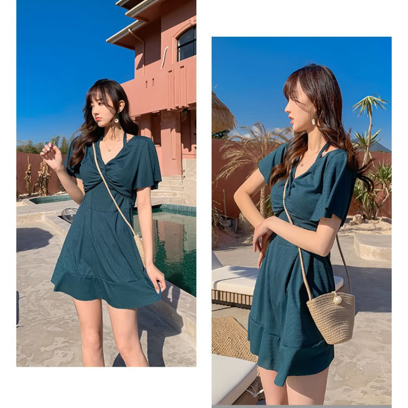 高級大碼泳衣 女士連體顯瘦款 遮肚設計