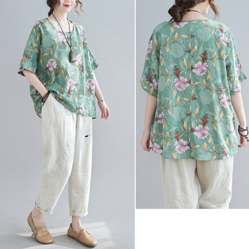 休閒·文藝優雅寬鬆蝙蝠袖上衣 寬鬆減齡t恤