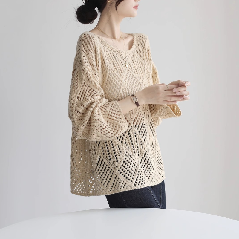 好搭鏤空針織上衣 高級感慵懶氣質毛衣