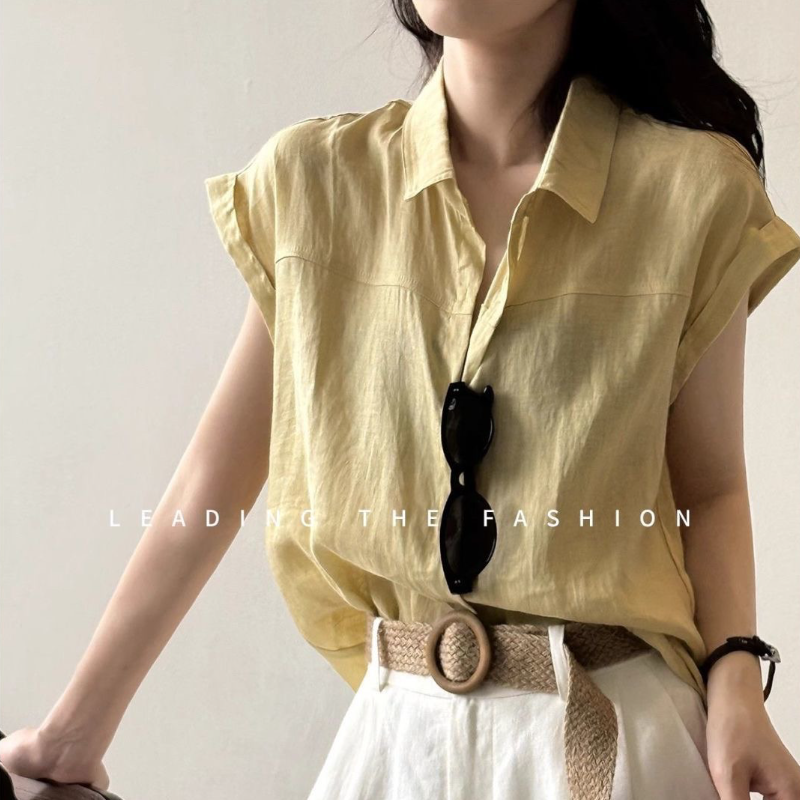 素面小飛袖襯衫 輕盈透氣 氣質通勤款