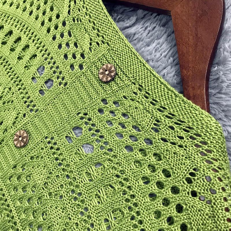 【單品可選】韓版罩衫鏤空蝙蝠袖+連身裙套組兩件套 綁帶紐扣設計透膚時尚感