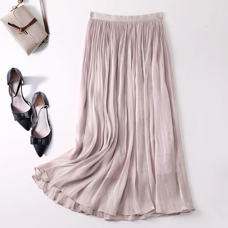 春夏熱賣 雪紡珠光百摺半身裙 顯瘦A字中長裙 親膚透氣垂墜感 實穿百搭洋裝內搭裙