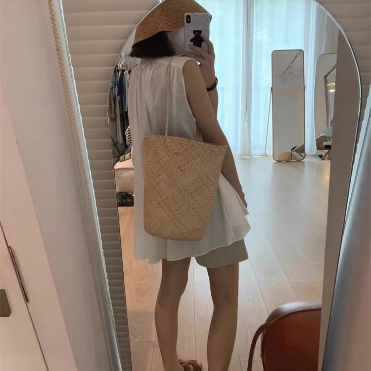 春夏無袖寬鬆版型素色襯衫 減齡顯瘦高級氣質感