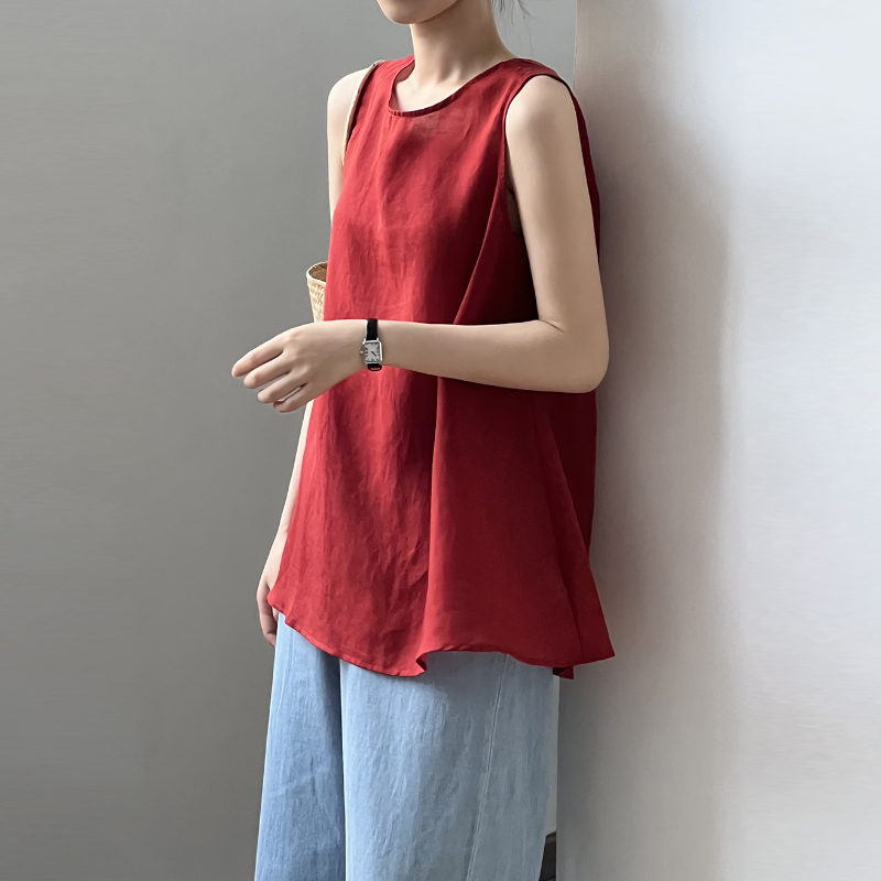 韓系後背綁帶V領無袖上衣  露背設計 輕熟法式感