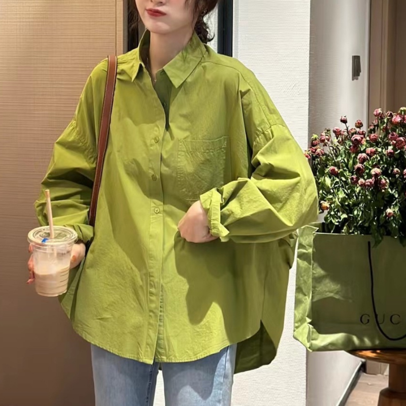 韓系·簡約時尚蝙蝠袖襯衫6色-設計感長袖上衣 春秋百搭首選