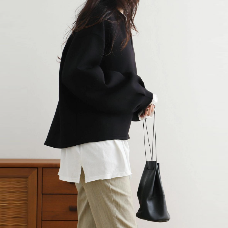 3色樂天日系寬鬆V領燈籠袖上衣-秋冬時尚百搭外套