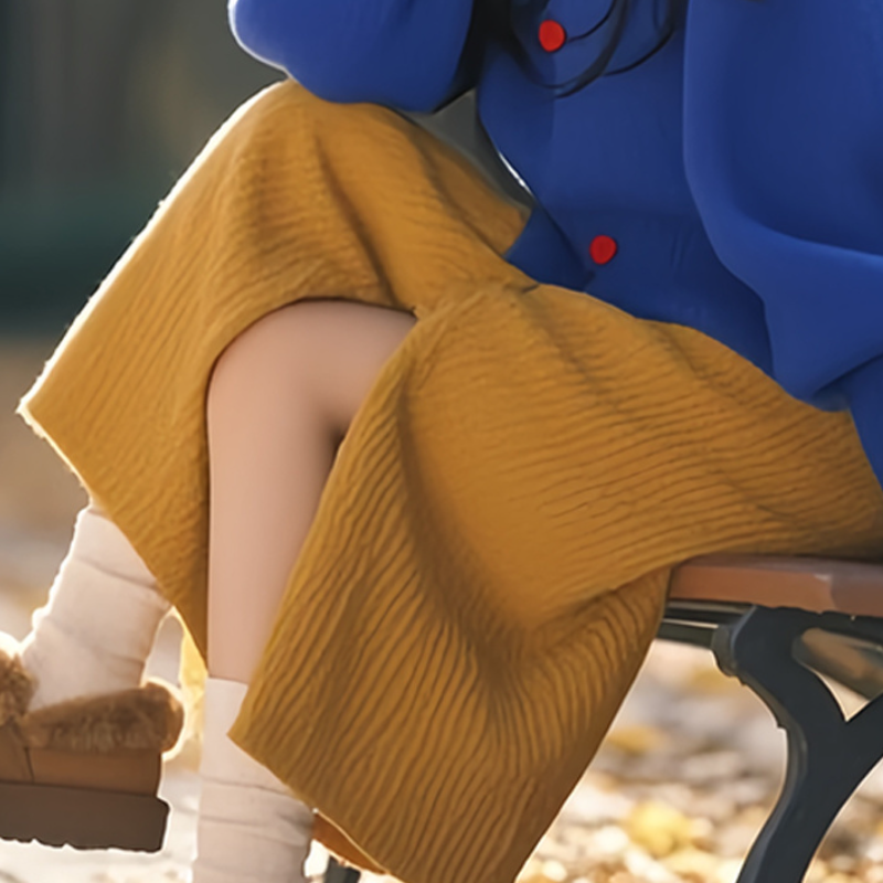 韓系溫柔穿搭 氣質高級感針織上衣+半身裙兩件套