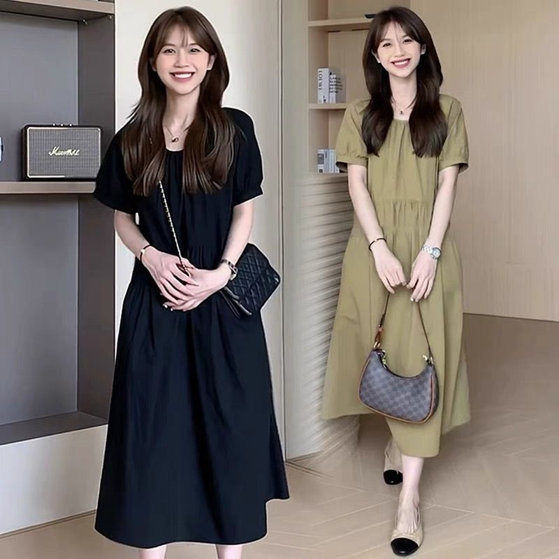 寬鬆高腰設計長洋裝 日常氣質款 大尺碼友善版型