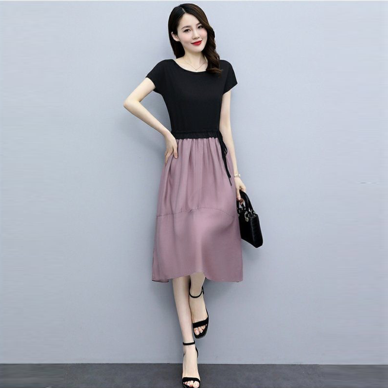 雪紡洋裝女 氣質收腰遮肚顯瘦小個子高端商務宴會約會