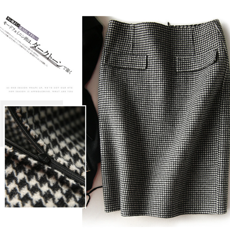 日系優雅秋冬 輕熟風格紋短裙針織百搭通勤半身裙