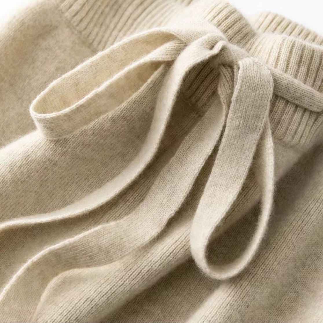 高腰顯瘦超彈羊毛寬褲 休閒拖地針織長褲