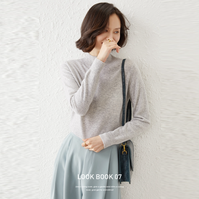 13色 半高領素色針織上衣 秋冬百搭款 修身剪裁毛衣