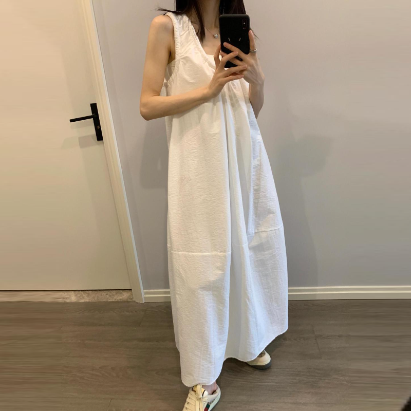 韓系甜美無袖長洋｜夏季大尺碼家居服 可外穿連身長裙