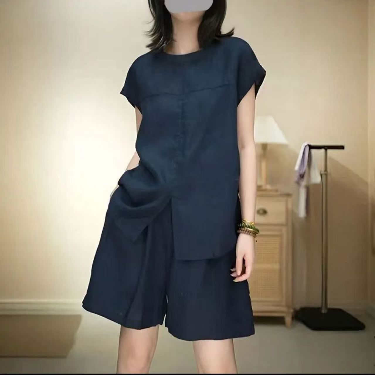原宿風短袖套裝 夏季兩件式穿搭 寬鬆休閒風