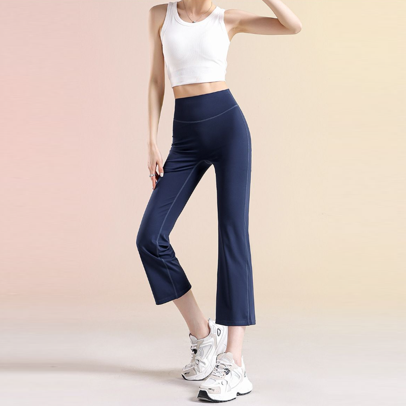 八分微喇瑜伽褲 高腰顯瘦小個子彈性褲 適合外出穿搭