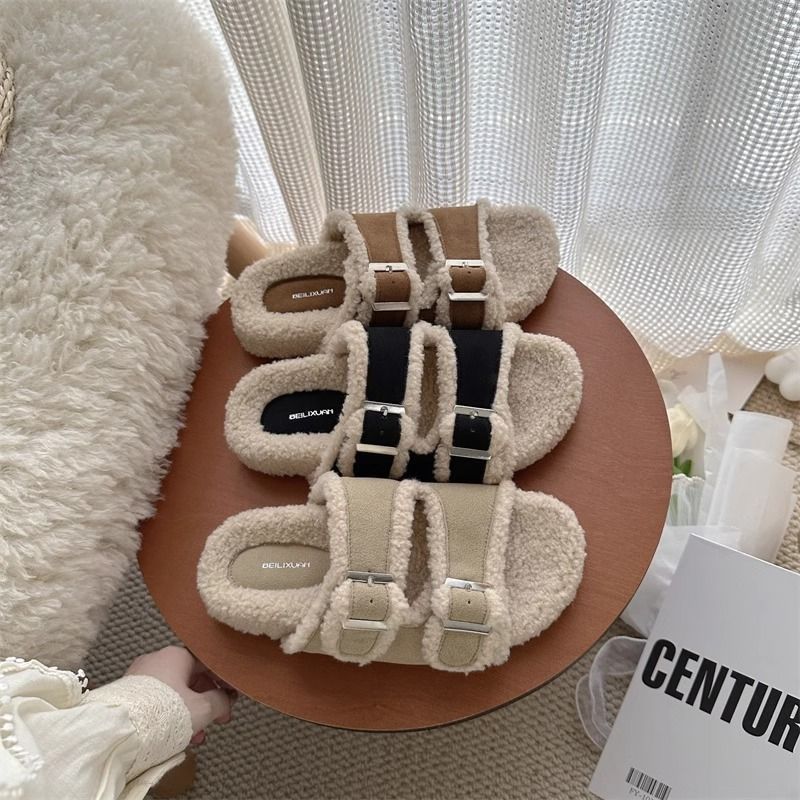 冬日慵懶羊羔絨拖鞋*2色(有40碼)