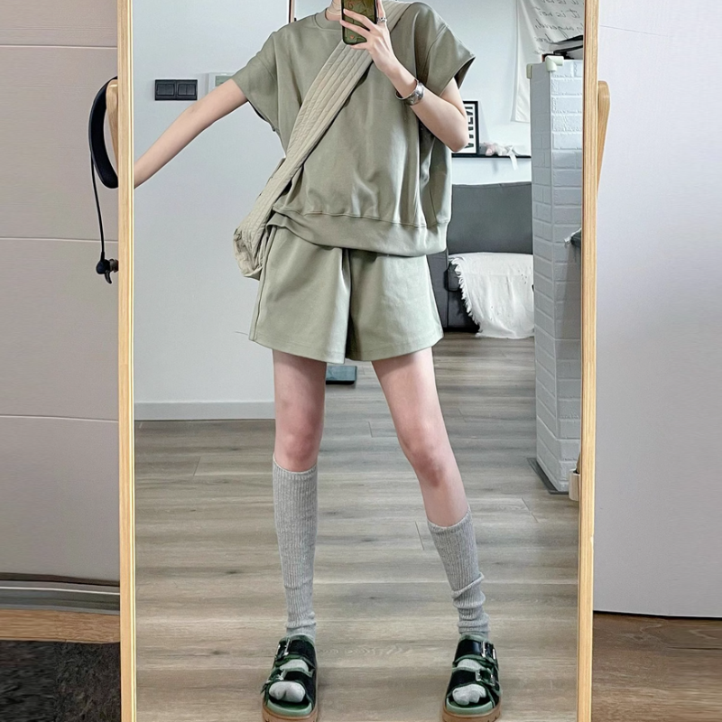 【單品可選】韓流正夯 空氣感運動套組 減齡休閒風上衣+短褲組