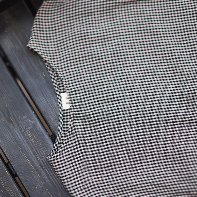 棉麻格紋無袖長洋裝 復古文青風