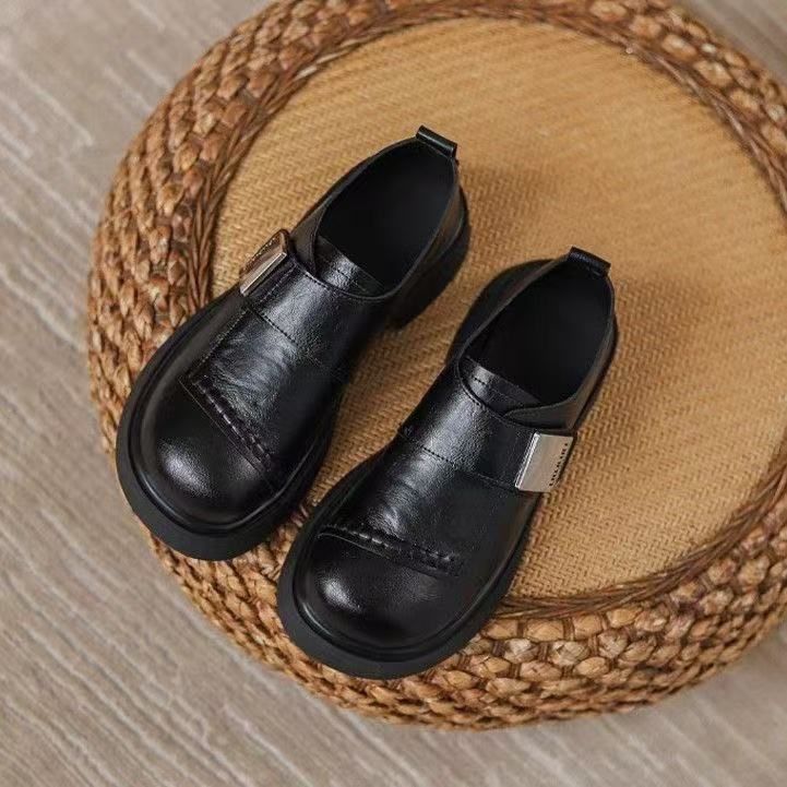 復古樂福鞋 魔鬼氈設計 厚底增高 簡約百搭款