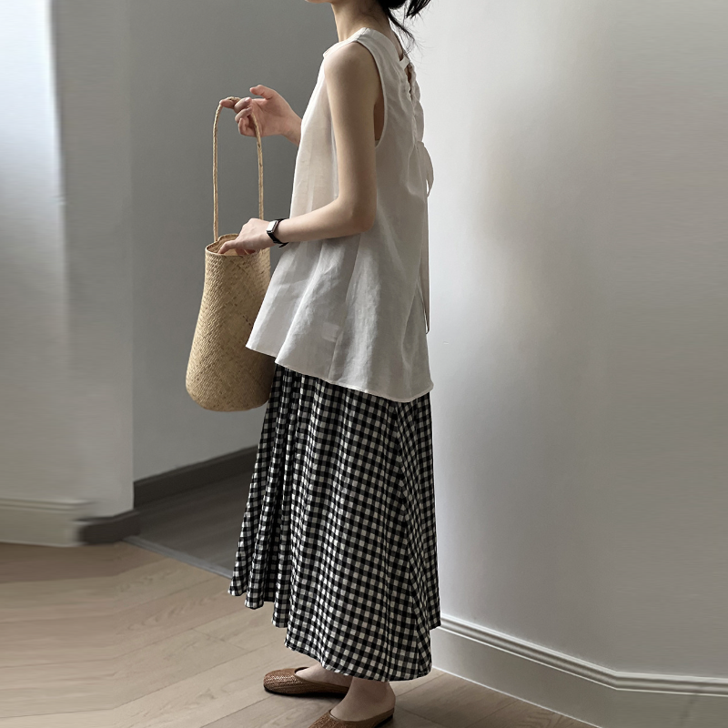 韓系後背綁帶V領無袖上衣  露背設計 輕熟法式感