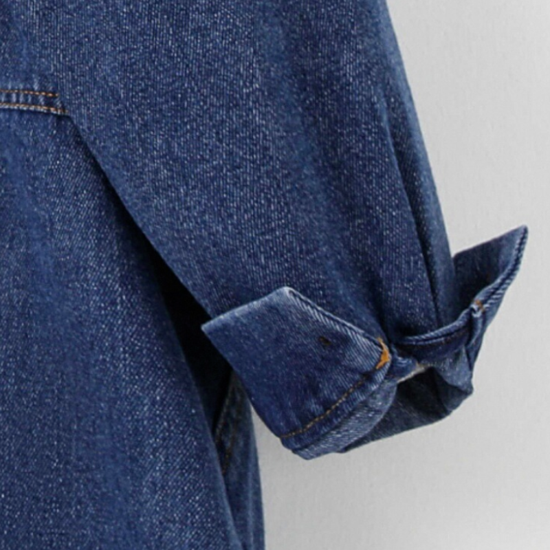 假兩件連帽牛仔外套 中長版剪裁 休閒百搭款