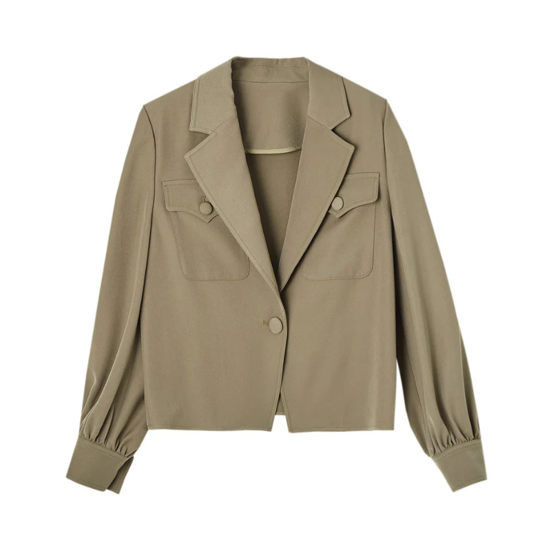 韓系短版西裝外套 春秋薄款 寬鬆落肩百搭小外套 短版修飾比例 輕鬆有型