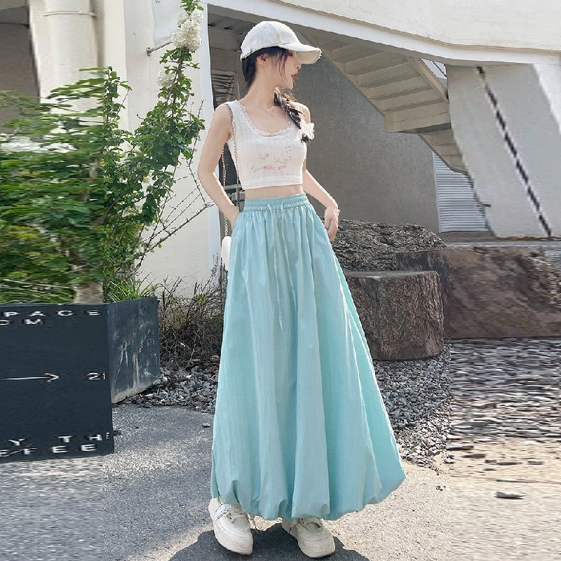 8色 多巴胺垂感花苞裙 霓光果凍色系傘狀剪裁半身裙