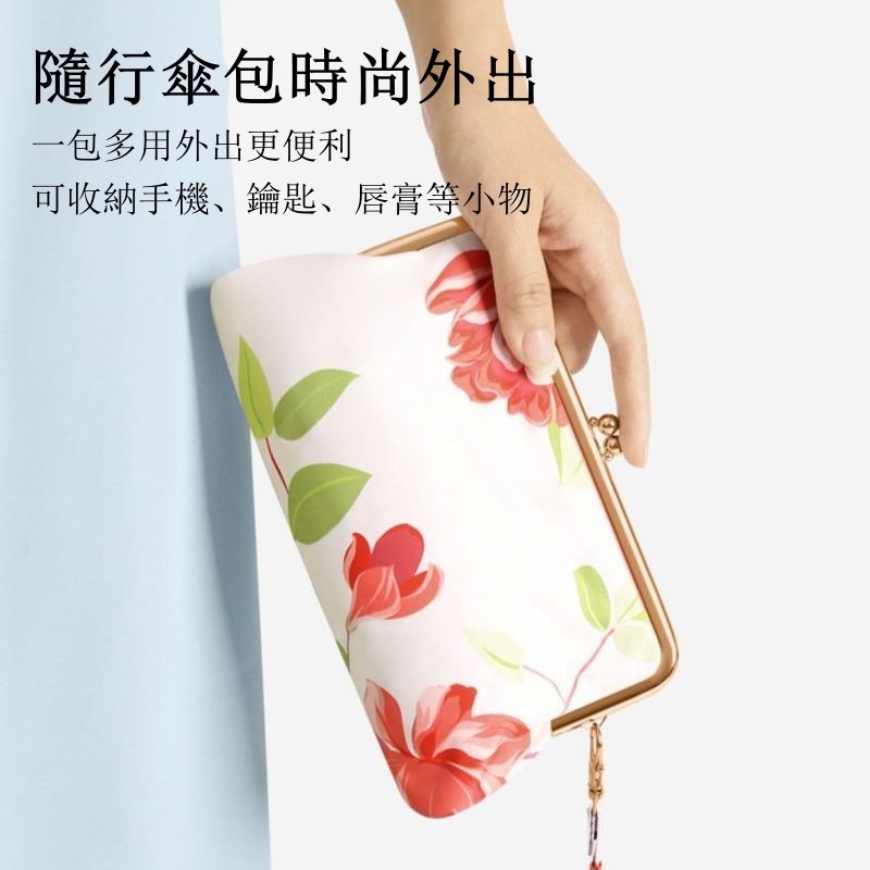 名媛防曬卡包六折傘 抗UV50+ 掌中寶晴雨兩用 可收進小廢包復古遮陽傘