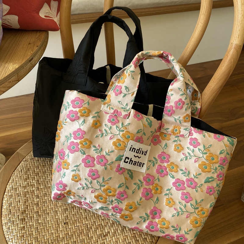 法式小眾紅色蝴蝶結手提包 可愛氣質風手拎便當包