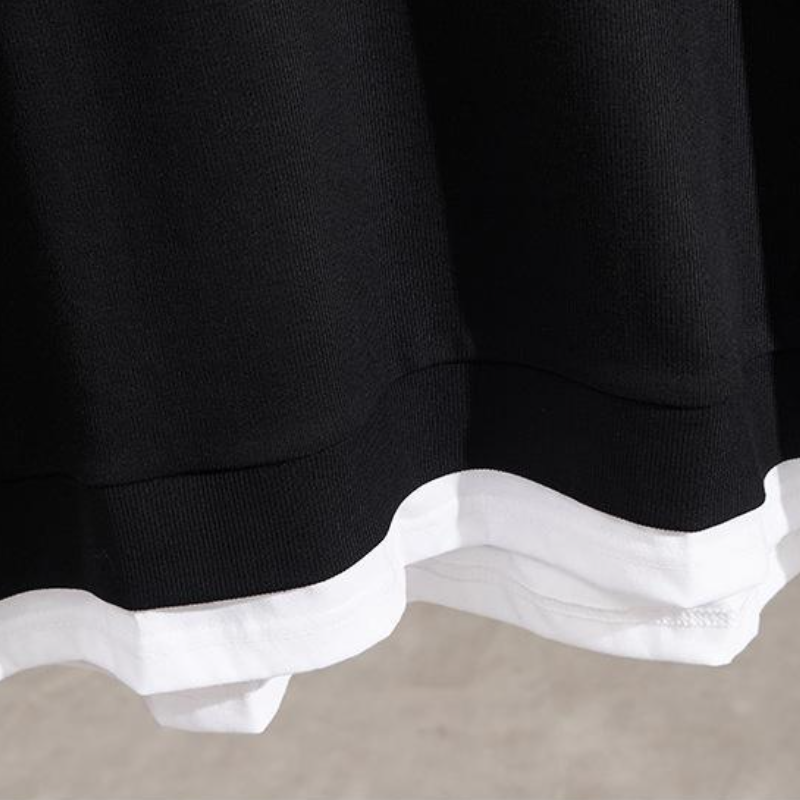 春秋大版型寬鬆遮肉假兩件連帽TEE 中長款百搭長袖