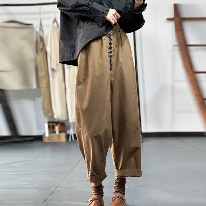 簡約．素色設計感高腰哈倫寬褲