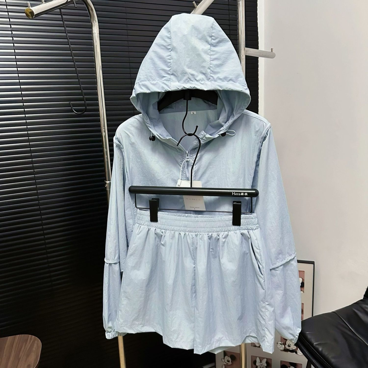 連帽防曬外套短褲套裝 輕薄休閒兩件組