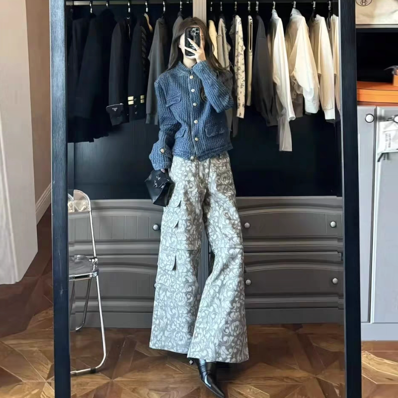 小香風丹寧短版外套 立領金釦 藍色復古感 外搭