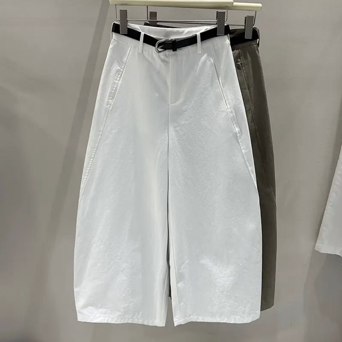 純棉韓系九分立體剪裁休閒寬褲 高腰簡約顯瘦休閒