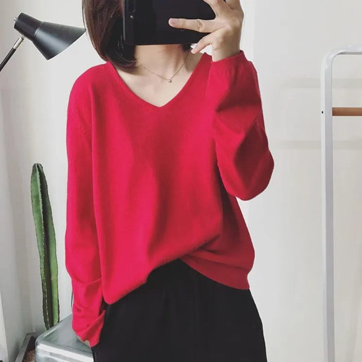 *11色可選 半袖/五分袖/長袖冰絲針織V領T恤上衣 新款新色 純色短袖T恤顯白V領休閒針織衫