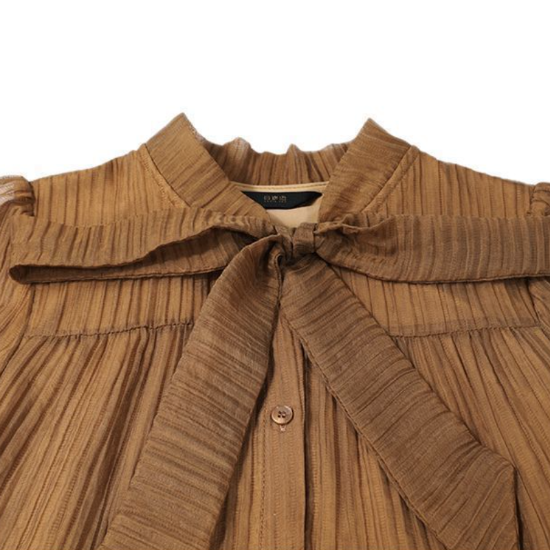 綁帶立領層次蛋糕洋裝 長袖‧輕甜氣質