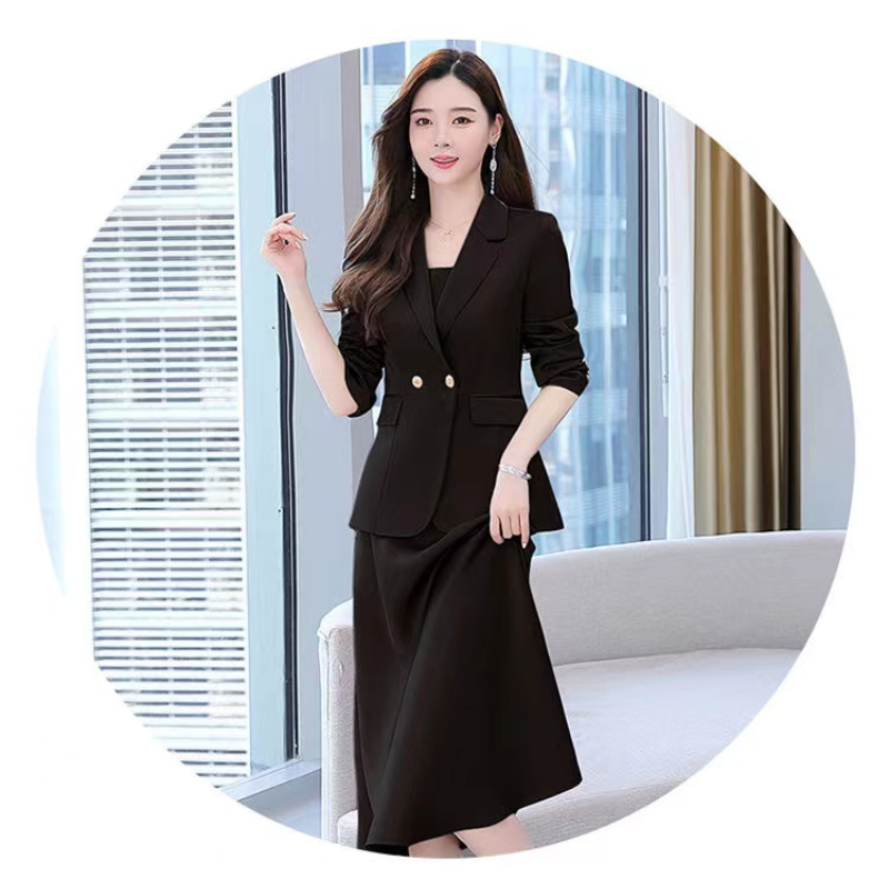 洋氣質高檔西裝裙套裝 寬鬆遮肉顯瘦兩件套