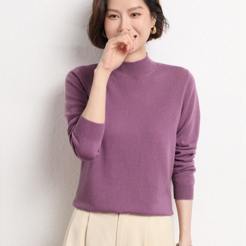 13色 半高領素色針織上衣 秋冬百搭款 修身剪裁毛衣