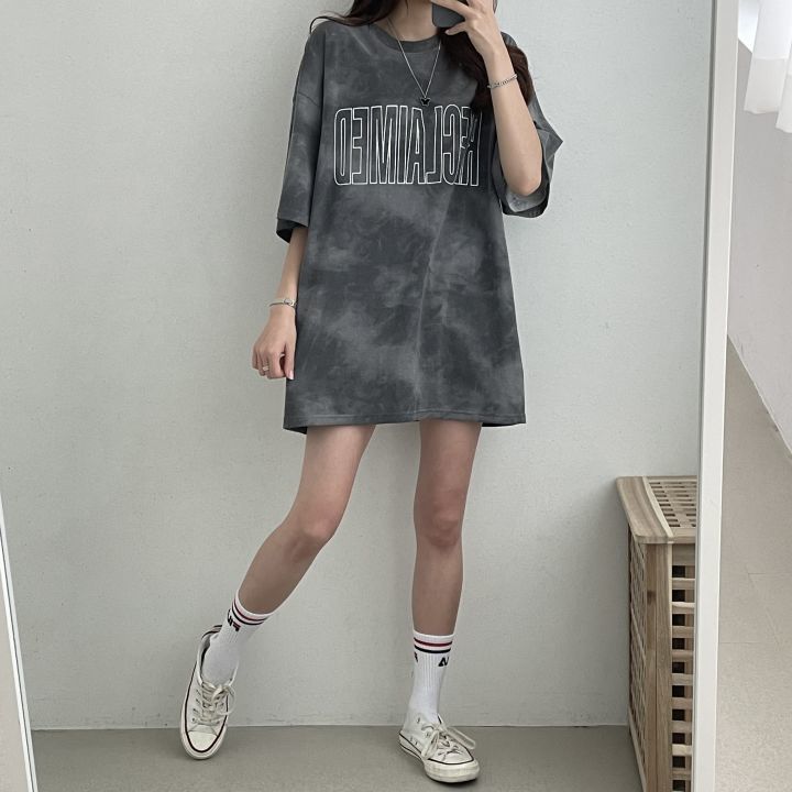 水洗暈染寬鬆短袖T恤 寬鬆街頭風 休閒百搭款